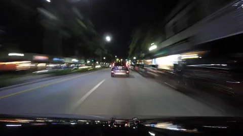 Time lapse of driving at night in Miami Beach. Stock Footage