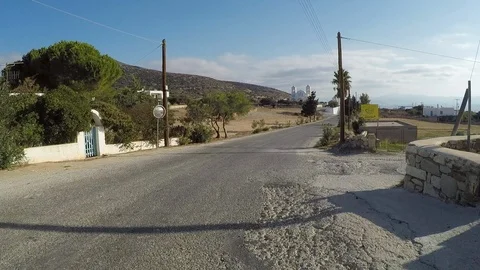Time Lapse of Driving Through Coastal Roads in Paros Past Cycladic Architecture Stock Footage 101208067