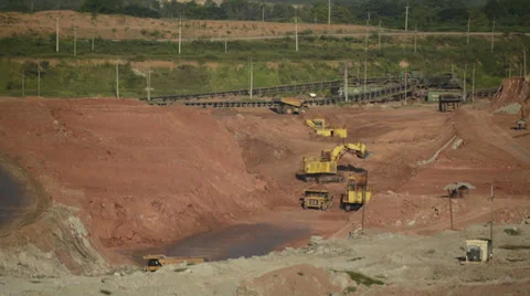 Time lapse of dump truck and Backhoe working in mine Video stock 38500258