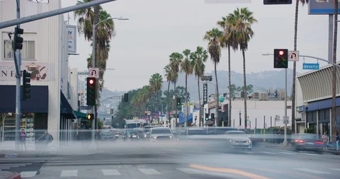 Time-lapse during rush hour traffic in Fairfax, Los Angeles Stock Footage 115508451