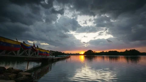 Time-lapse during storm coming at wetland in putrajaya Stock Footage 61708665