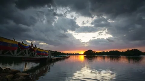 Time-lapse during storm coming at wetland in putrajaya Stock Footage 61708701