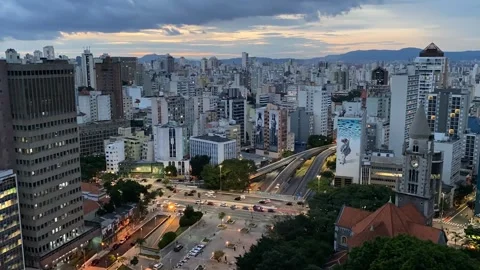 Time lapse during sunset in Consolacao, central area of Sao Paulo, Brazil Stock Footage 282965140