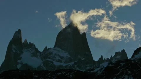 Time lapse during twilight at base of Mount Fitzroy Stock Footage 12516854