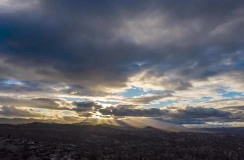 Time Lapse Dusk Clouds and Community Woodland Hills Los Angeles California Stock Footage 148702831