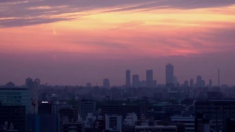 Time-lapse From dusk to evening looking over Tokyo city Stock Footage 86584431