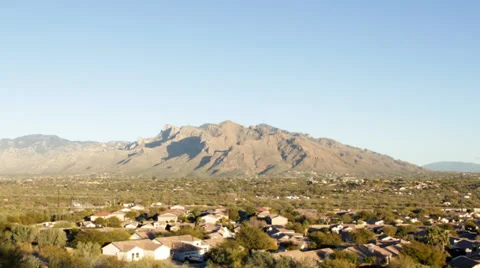 Time lapse: Dusk falling over Santa Catalina mountains, Tucson, Arizona Stock Footage 34347345