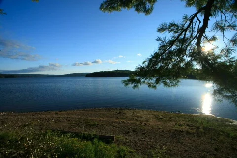Time Lapse Dusk Sunset on a Calm Wilderness Lake Stock Footage 419421