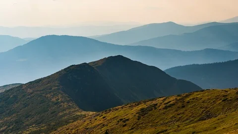 Time lapse. Dynamic sky over valley in mountain Stock Footage 98191925