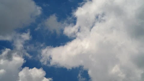 Time-Lapse of Dynamic white cloudscape dances in a blue sky, wonder of nature Stock Footage 281166312