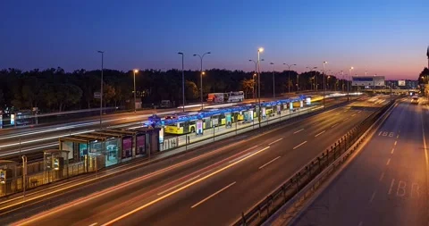 Time lapse of E5 Highway with city lights and cars, Istanbul Stock Footage 131310813