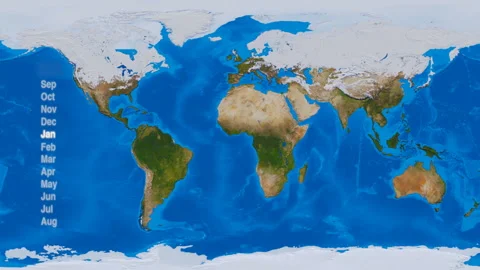 Time lapse of Earth ice and snow cover from September to August. Climate change Video stock 223653840
