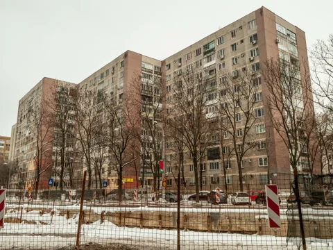 Time lapse eastern european communist architecture establishing shot building Stock Footage 45893725