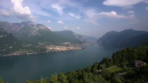 Time-Lapse of Eastern Lake Como with View of Mandello del Lario and Lecco Stock Footage 309617709