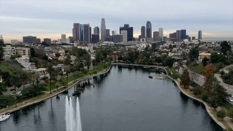 Time Lapse of Echo Park and Downtown LA from a Drone 库存影片 99804700