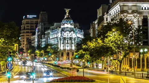Time lapse of the Edificio Metropolis, Madrid, Spain Stock Footage 39302493