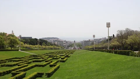Time lapse Eduardo VII Park in Lisbon, Portugal Stock Footage 88997594
