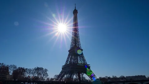 A time-lapse of the Eiffel tower on a sunny morning Stock Footage 106355082
