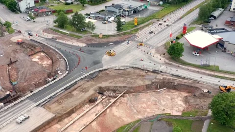 Time-lapse of Ekeby roundabout tunnel under constructions Stock Footage 134352825