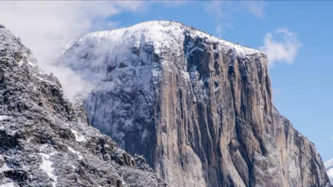 Time lapse of El Capitan in the snow Stock Footage 225199933