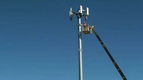 Time Lapse, Electrical Pole Worker Stock Footage