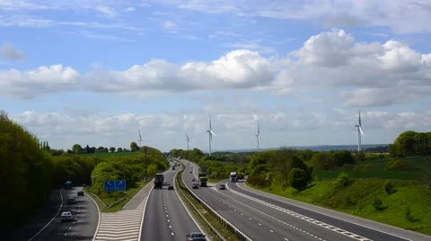 Time lapse electricity generating windmills by m18 motorway sheffield uk Stock Footage 49986410