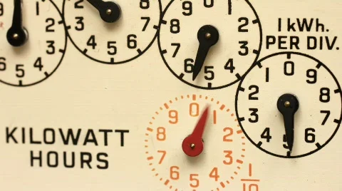 Time lapse of electricity supply meter dials. Measuring electrical energy. Stock Footage