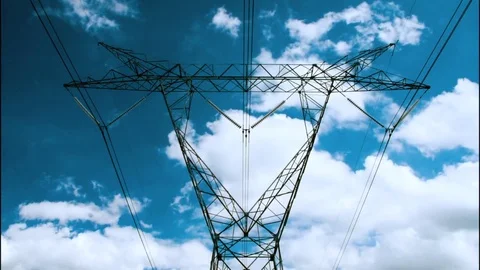 TIME LAPSE ELECTRICITY TOWER AND CLOUDS Stock Footage 71188549