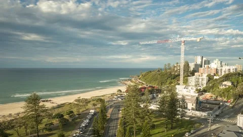 Time lapse of an elevated view of Kirra Point, Queensland, Australia. Stock Footage 204899677