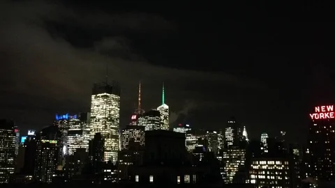 Time lapse, elevated view of Midtown New York City at night. Stock Footage 90151133