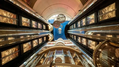 Time lapse of elevators inside a cruise ship  Stock Footage 72859657