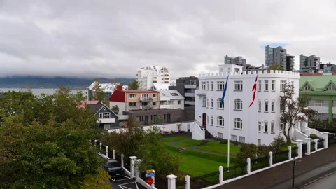 Time Lapse of the Embassy of Denmark in Reykjavik, Iceland Stock Footage 323178446