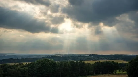 Time lapse of Emley Moor Transmitting Station, Huddersfield, Yorkshire, England Stock Footage 282399566