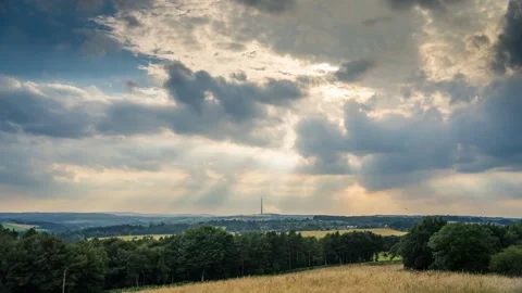 Time lapse, Emley Moor Transmitting Station, Huddersfield, Yorkshire, England Stock Footage 282399658