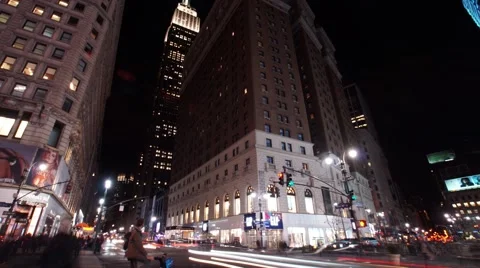 Time Lapse of the Empire State Building in Midtown Manhattan with Long Exposure Stock Footage 59893610