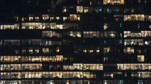 Time lapse of employees populating offices till late in the evening Stock Footage 58632113