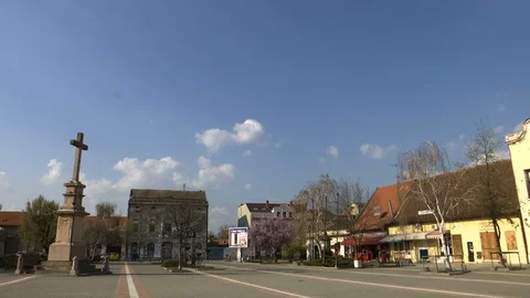 TIME LAPSE - empty main square of small town Stock Footage 127493188