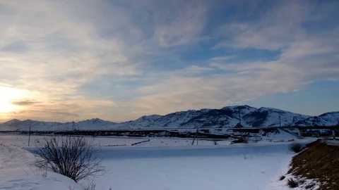 Time-lapse, empty snow-covered road Stock Footage 81893854