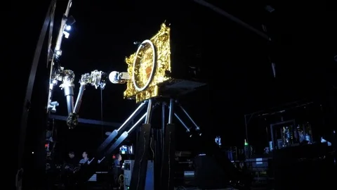 Time-lapse of engineers working around Hexapod robot - 2018 Stock Footage 112229298