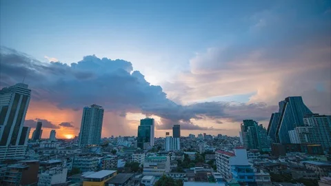 Time lapse Epic storm tropical clouds at sunset of district Stock Footage 112752743