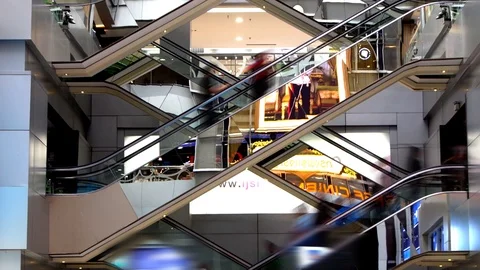 Time lapse of escalators in building. Stock Footage 100576541