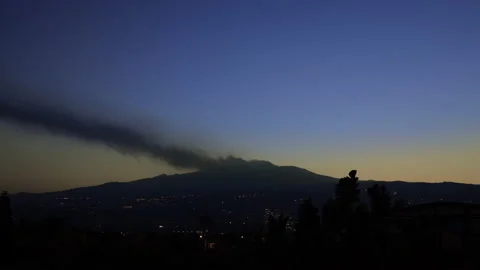 Time lapse of Etna volcano at sunset, in Catania, Sicily. Volcano activity Stock Footage 137589320