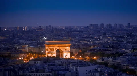 Time Lapse of Etoile Skyline with the Arc de Triomphe Stock Footage 61720019