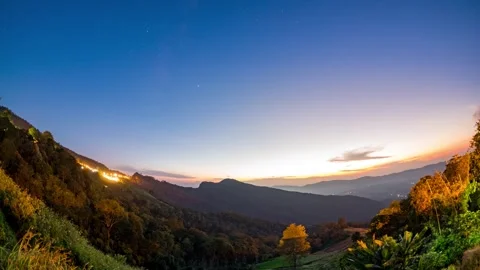 Time-lapse, evening after sunset, until seeing stars and milky way in the e.. Stock Footage 242662323