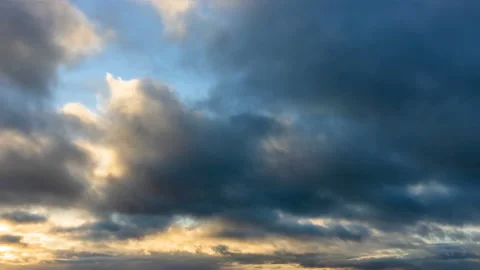 Time lapse evening sky with heavy clouds at sunset in autumn Stock Footage 173122300