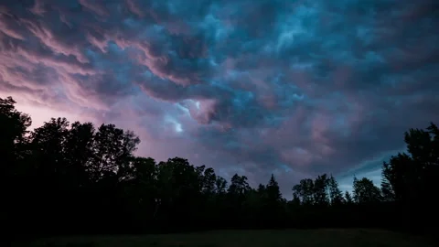 Time lapse with evening storm over forest. Stock Footage 202143028