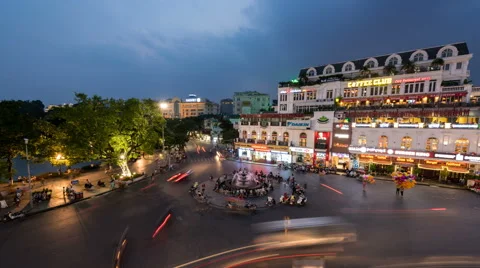 Time lapse-Evening traffic in old quarter in Hanoi, Vietnam (zoom) Stock Footage 68616274