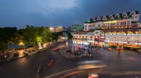 Time lapse-Evening traffic in old quarter in Hanoi, Vietnam Stock Footage 68616277