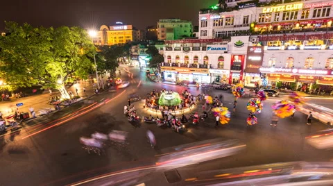 Time lapse-Evening traffic in old quarter in Hanoi,  Vietnam-02(zoom) Stock Footage 68638367