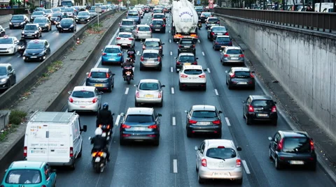 Time Lapse of Evening Traffic in Paris - Champs Elysees  -  Paris France Stock Footage 58602243